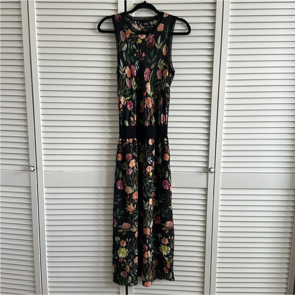 Theory Silk Combo Floral Dress Size Medium - Picture 12 of 12